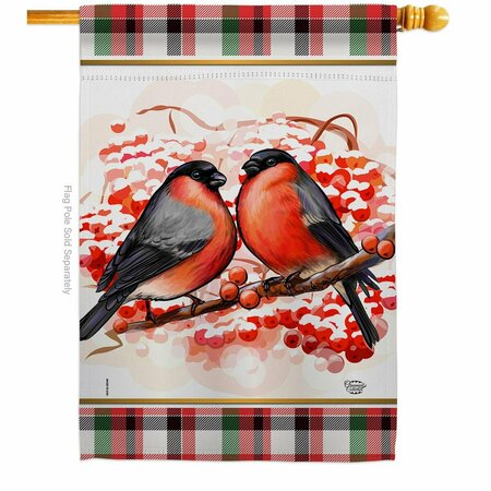 CUADRILATERO 28 x 40 in. Winter Love Birds House Flag with Wonderland Dbl-Sided Vertical Flags  Banner Garden CU3873084